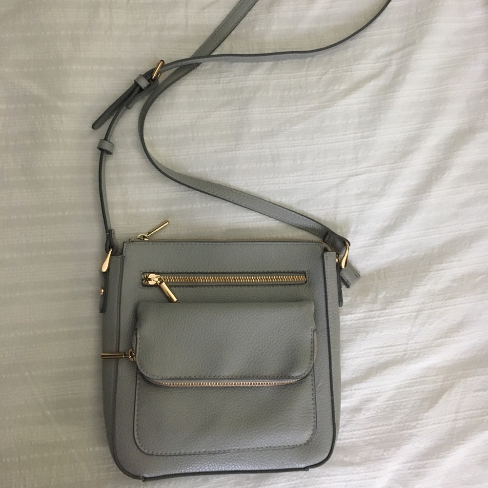 A New Day Grey Crossbody Bag with Gold Hardware